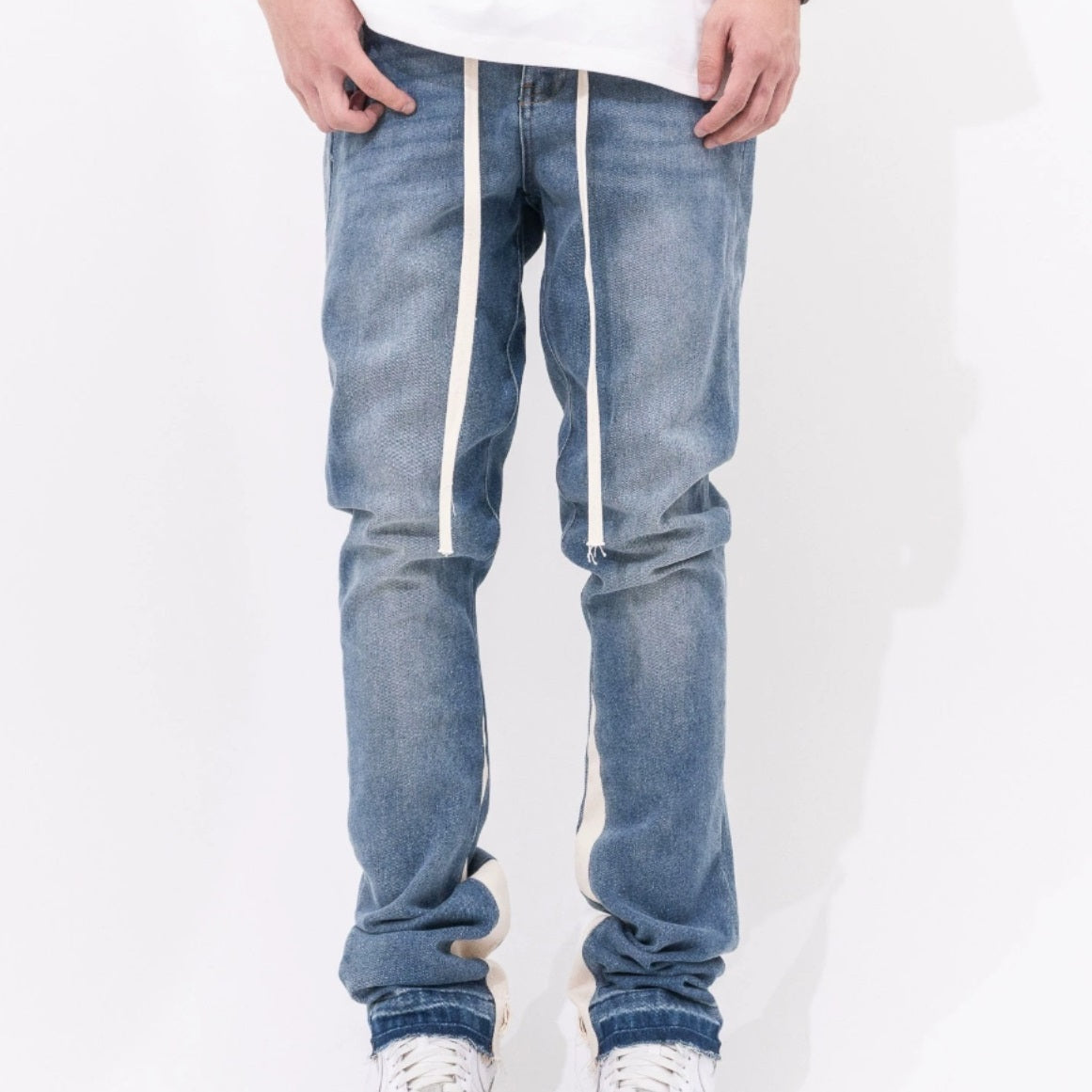 Autumn And Winter Washed Distressed Stitching Brushed Loose American Slightly Flared Jeans