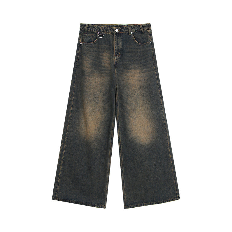 Fashion Retro Washed Straight Jeans Men