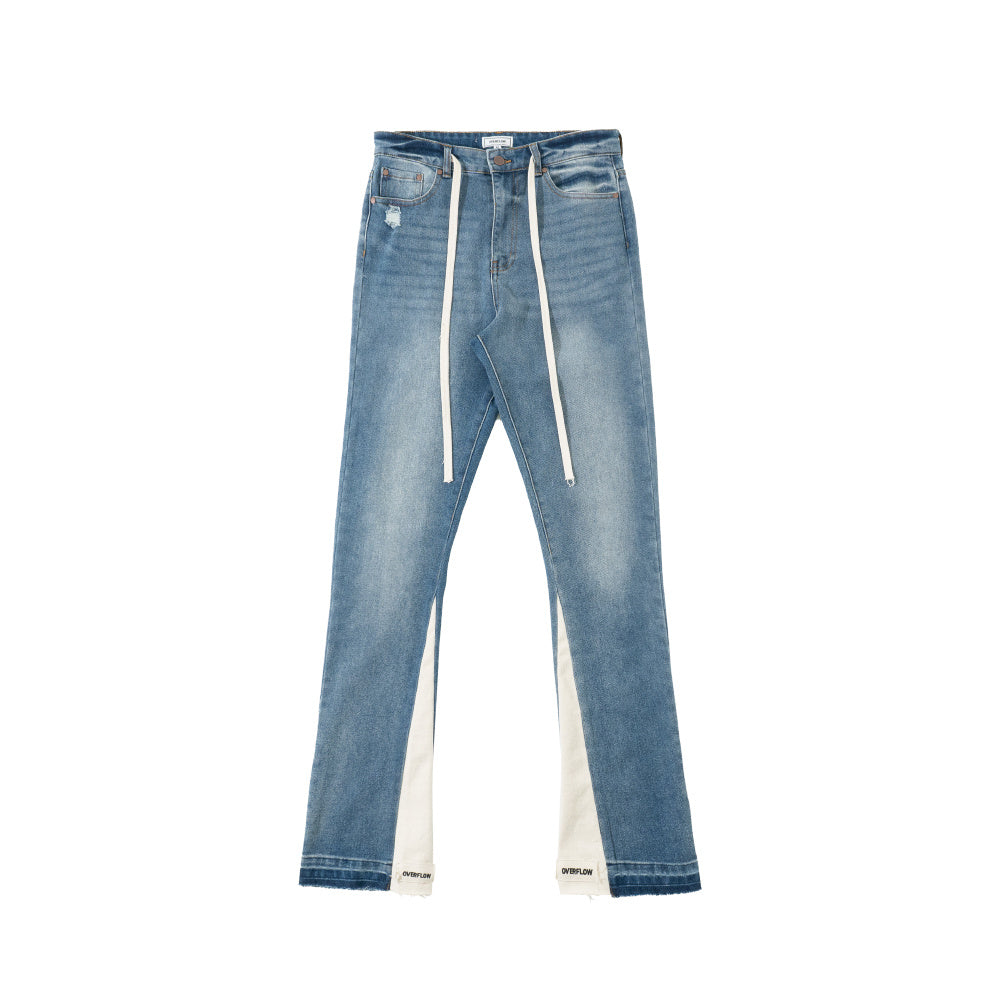 Autumn And Winter Washed Distressed Stitching Brushed Loose American Slightly Flared Jeans